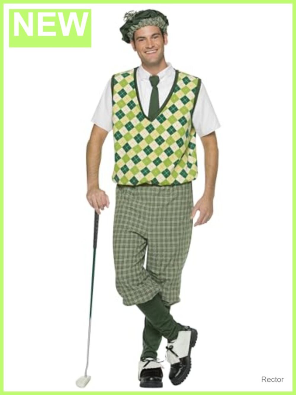Old Tyme Golfer Costume Set With Hat, Knickers, Shoe Covers